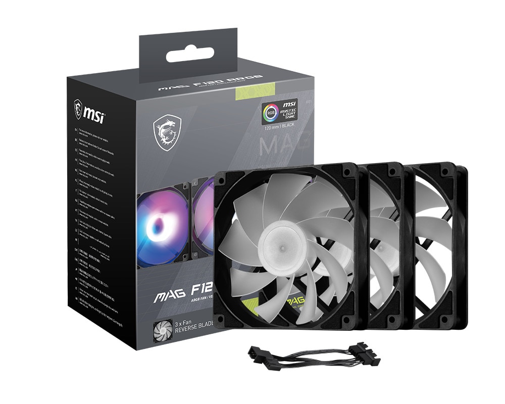 MSI MAG F120 ARGB Reverse 120mm Lüfter schwarz 3er Pack OE3-7G26F01-HH9
