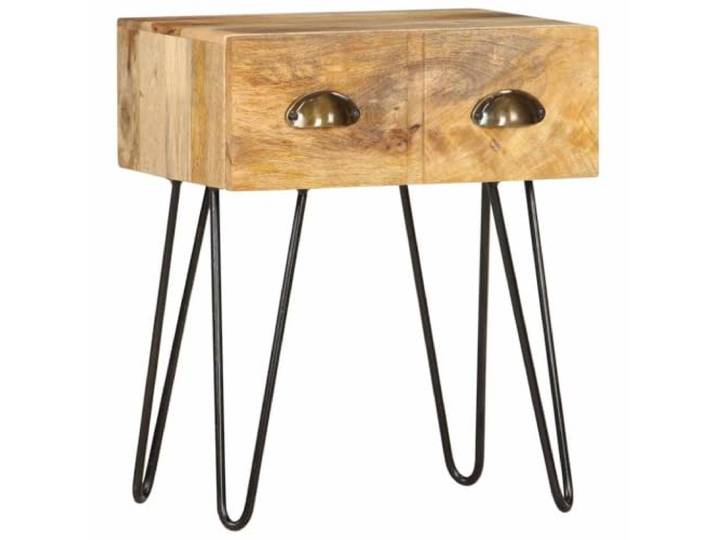 Tmriohed Nachttisch Massivholz Mango 40x30x50 cm Beistelltisch Kompakter Nachtschrank aus echtem Mangoholz mit 2 Schubladen und Stahlbeinen für dein Schlafzimmer