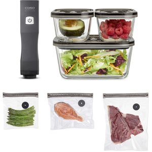 Caso Vakuumiergerät OneTouch Eco-Set, 1169, kabellos, 7-teilig, Handvakuumierer, Glasbehälter 0,5 und 1,5 Liter