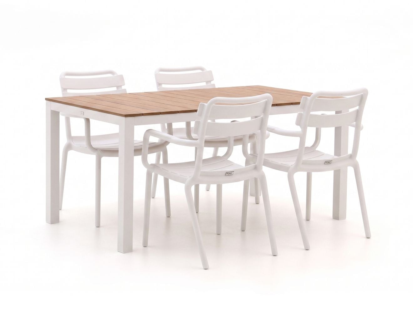 Forza Furniture Diningset Forza voor 4 personen, wit, modern en stapelbaar