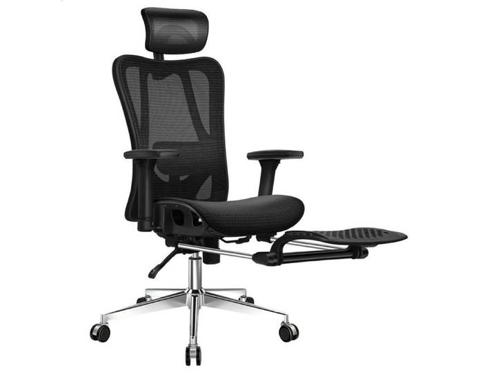 Chaise de bureau/siège d'ordinateur ergonomique ALFORDSON en maille avec repose-pieds noire
