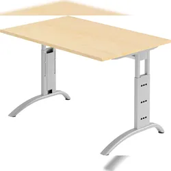 bümö manuell höhenverstellbarer Schreibtisch 120x80 cm in Ahorn - PC Tisch höhenverstellbar & klein, höhenverstellbarer Tisch Büro, kleiner