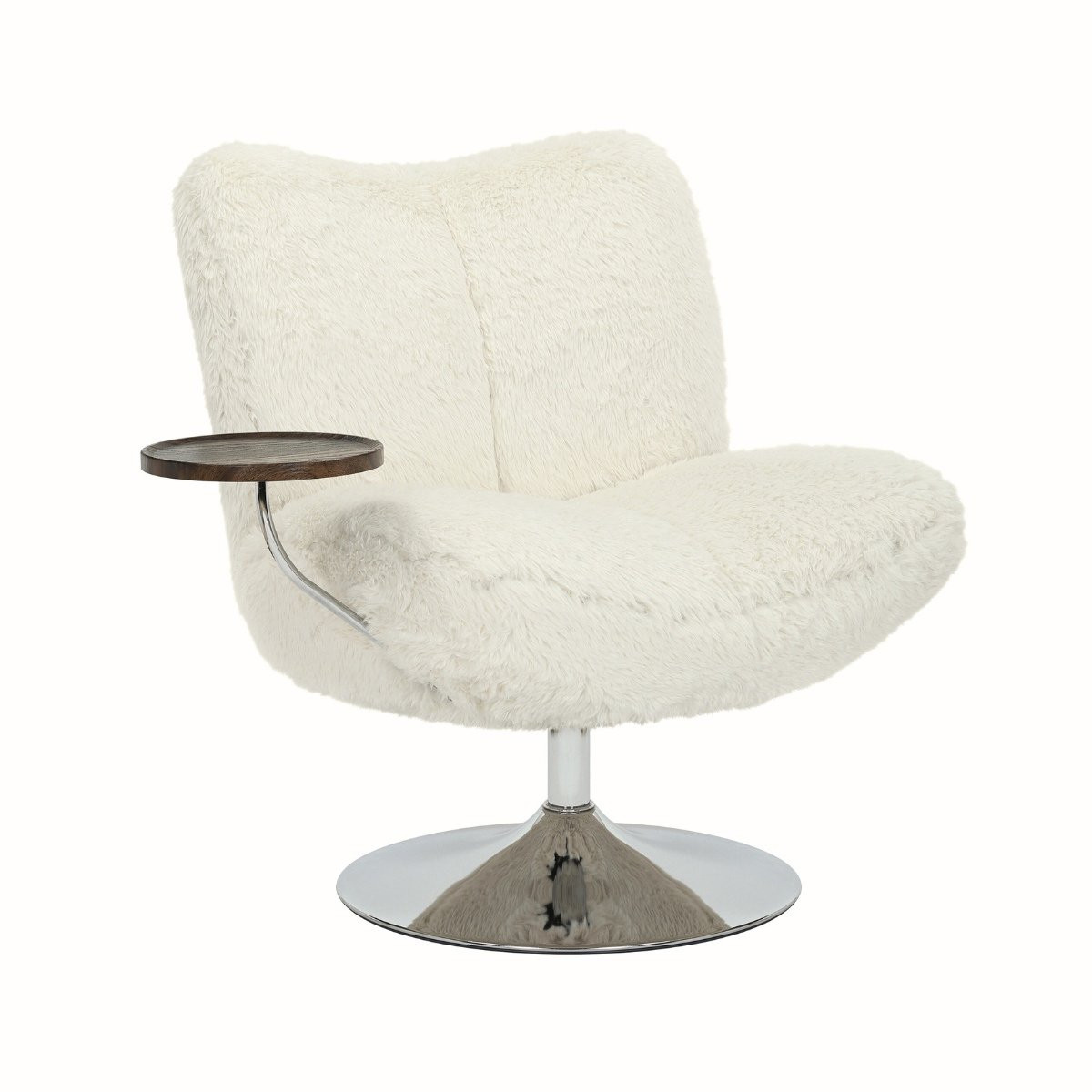 DÉJA Living Draaifauteuil Morten Beige Fluffy met Chrome en Tafeltje