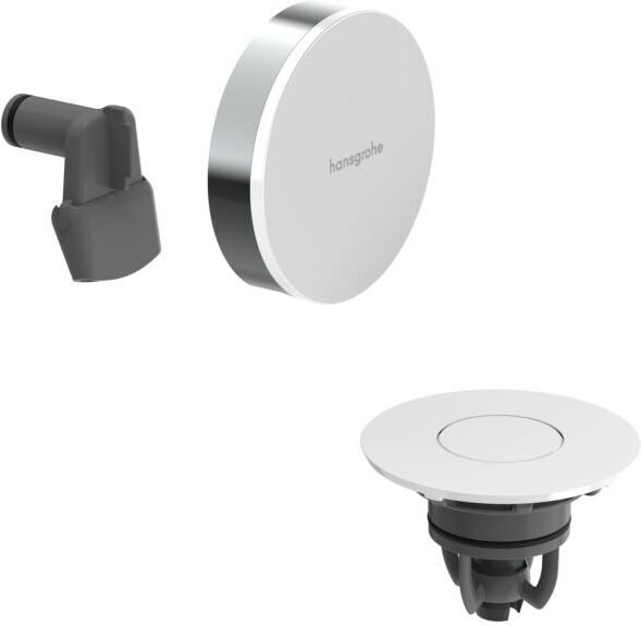 Hansgrohe Exafill Ab- und Überlaufgarnitur 58119000 Oberfläche Deckel weiß hochglanz, chrom, Fertigset, mit Wanneneinlauf