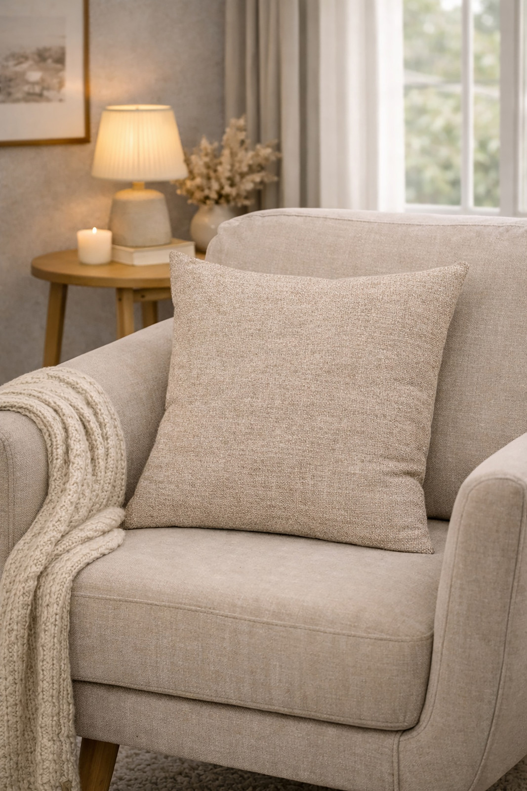 home24 Sierkussen Lucio beige/beige, 40 x 40 cm, polyester