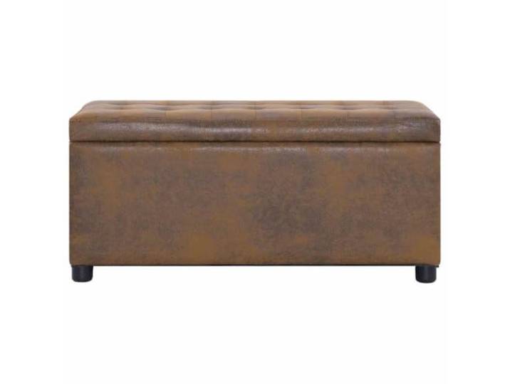 HBBMGYD Sitzhocker mit Stauraum, 87,5 cm, Braun, Kunstleder, Wildleder Aufbewahrung für Decken, Fernbedienungen, Zeitschriften, Beistelltisch, Couchtisch, Deckel mit Deckel, Wildlederimitat