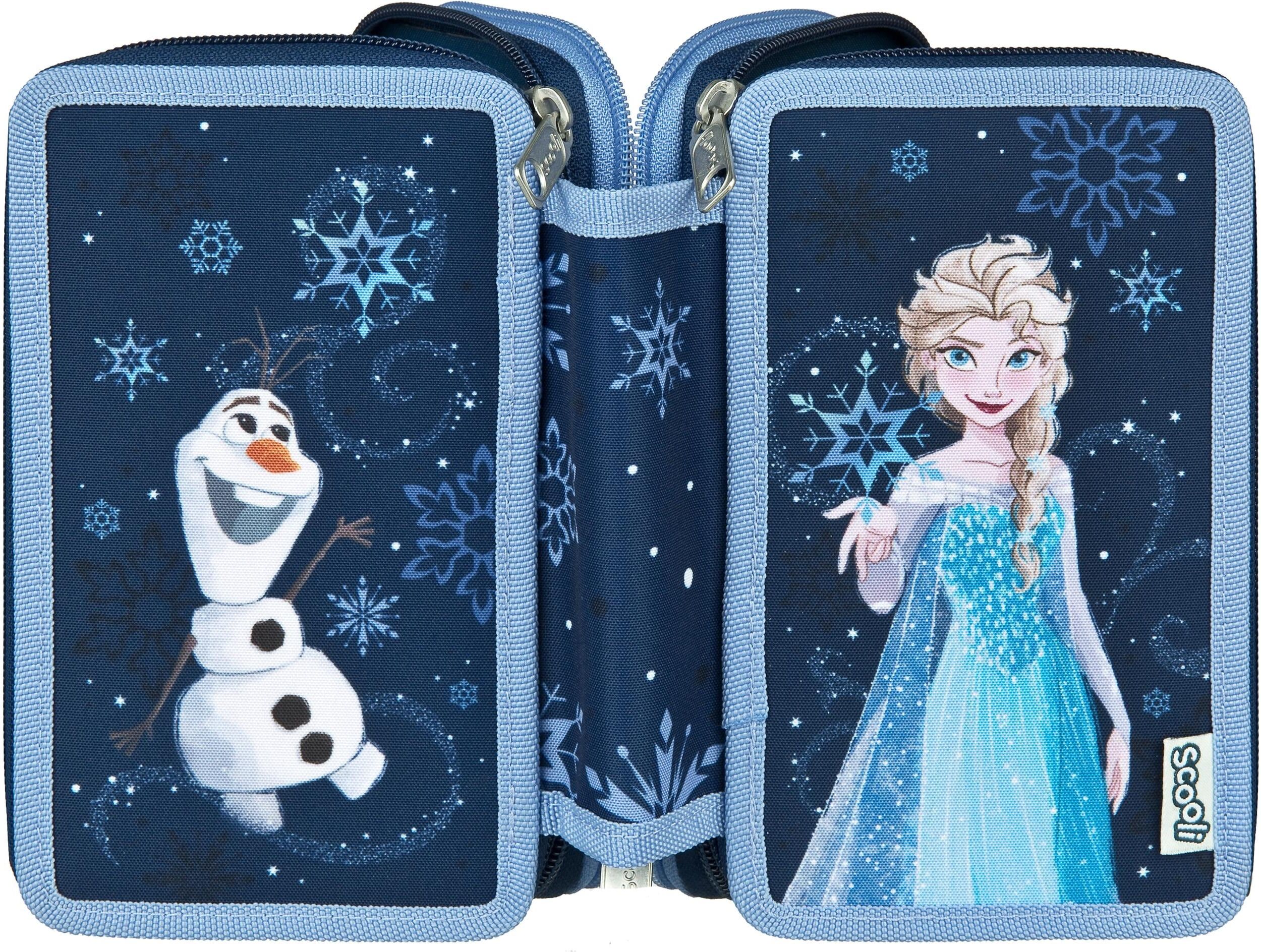 Federmäppchen SCOOLI "Tripledecker", Kinder, blau (frozen), Polyester, Schreibgeräteetuis Federmäppchen frozen Einheitsgröße