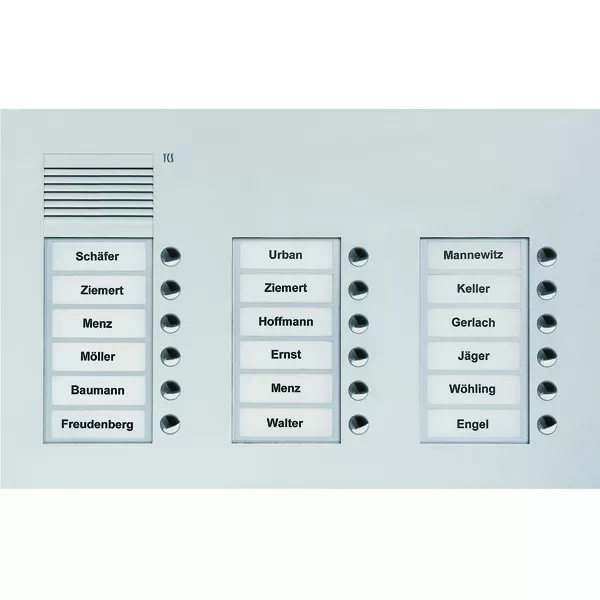 Audio Außenstation Serie PUK 18 Klingeltasten (rechtsbündig), 3-spaltig, UP silber TCS PUK18/3-EN