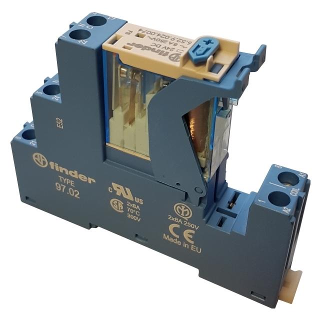 Csdk SL FINDER Komplettrelais 8A 2 C/O 24V DC, komplett mit Relais, Sockel und Halterung, siehe Einzelteile (Relaissockel) (5705151407863)