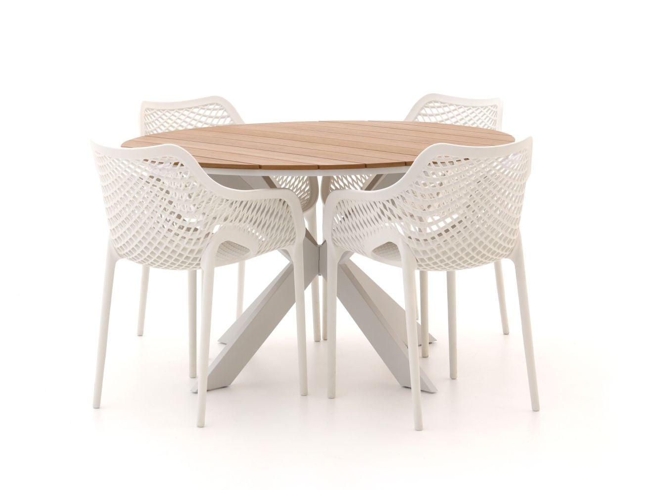 Forza Furniture Diningset Forza voor 4 personen van polywood, stapelbare tuinset