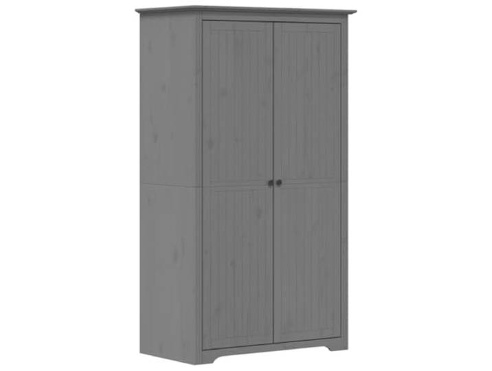 HKQWPBF Kleiderschrank BODO Grau 99x53,5x173 cm Massivholz Kiefer Kleiderstange, obere Ablage, Metallgriffe, französischer Stil, Wandhalterung inklusive