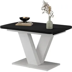 Vicco, Esstisch, Esstisch Fenaro, Schwarz/Weiss/Weiss, 120 x 80 cm ausziehbar (120 x 120 x 77.40 cm)