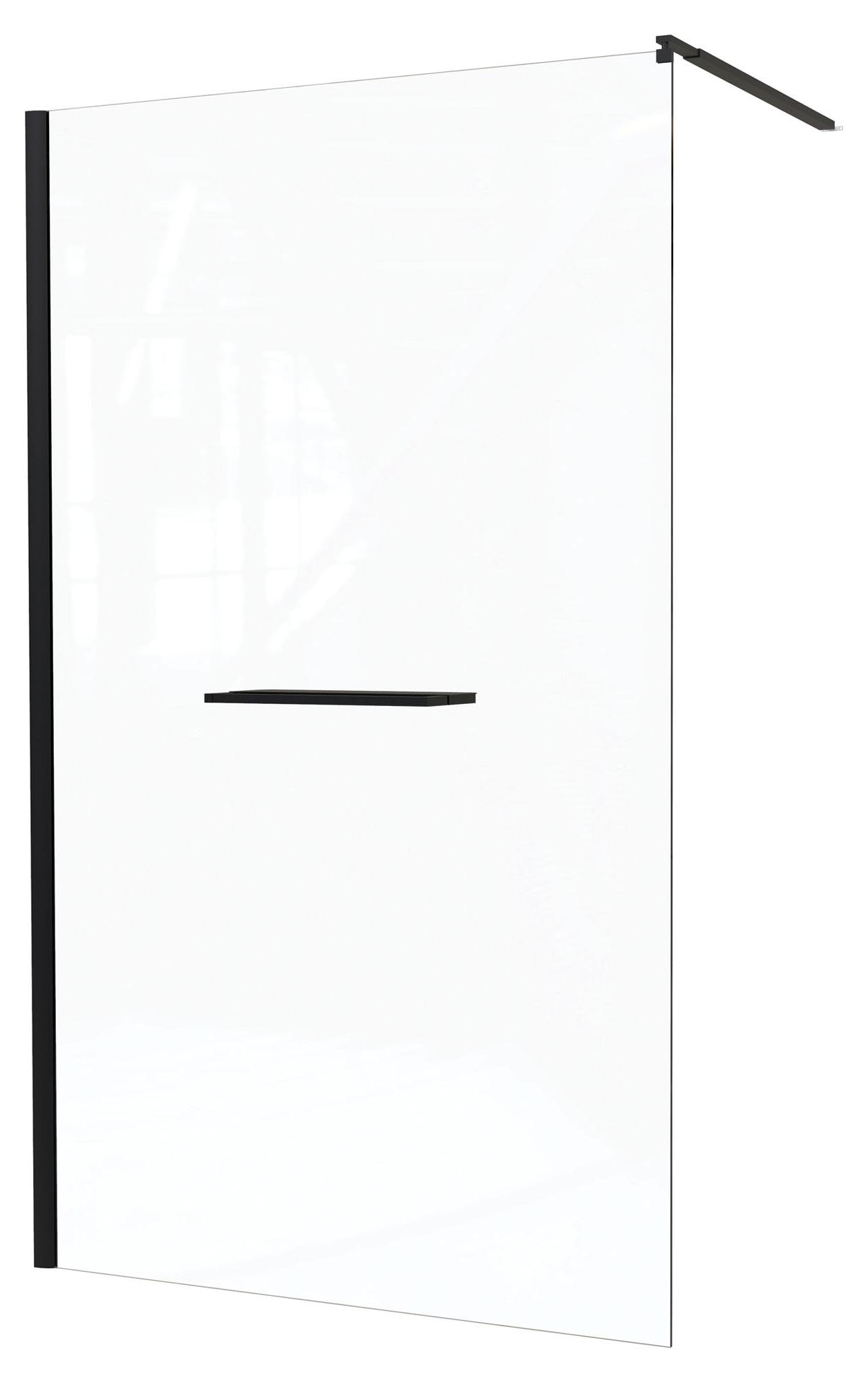 ONDEE ZEN - INDUS-Duschwand - 8 mm Glas - Ablage - Ausführung: Mattschwarz - 120 x 200 cm