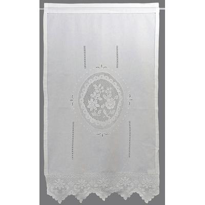 Gardine "Wildspitze" Gr. 3, weiß, B:80cm H:150cm, Baumwolle (Bio-Baumwolle), HOSSNER - ART OF HOME DECO, Gardinen, Gardine, m. Häkelspitze aus ECHTER HANDARBEIT