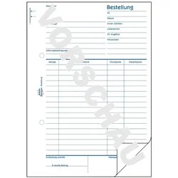 Avery, Formular, Formularbuch Bestellungen