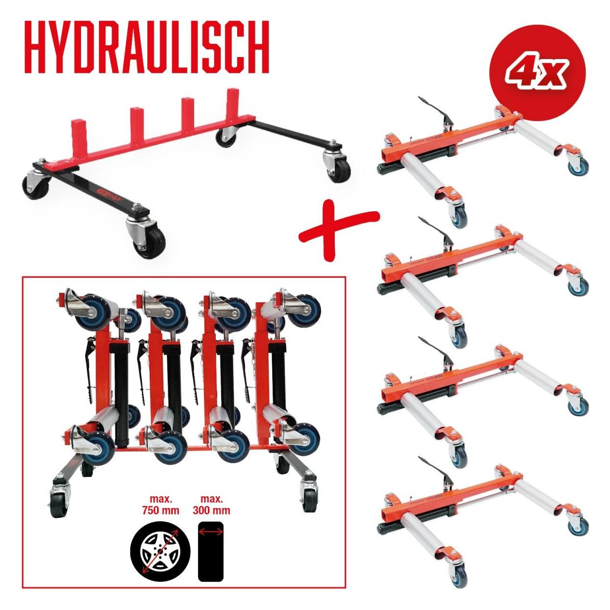 KS Tools - performance Aufbewahrungsgestell mit vier hydraulischen Rangierhilfen, 5-tlg (160-1220)