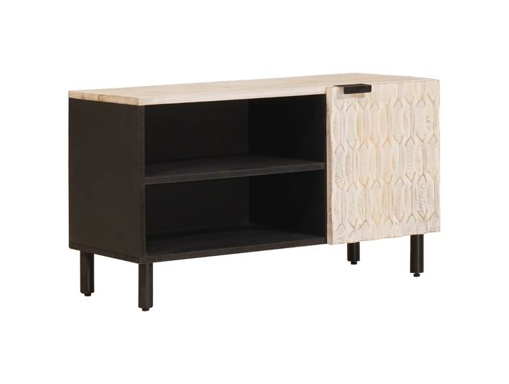 vidaXL TV-Schränk mit Tür Weiße gewaschene Oberfläche 80 x 33 x 46 cm