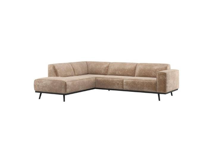 WOOOD Ecksofa Statement, Chenille-Samt, modern, Taupe, Links, elegantes, abgerundetes Design mit hohem Sitzkomfort