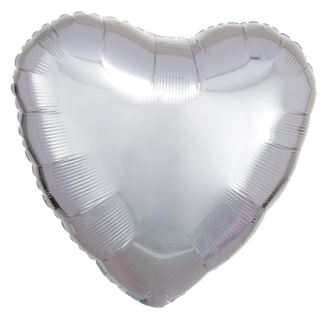 Amscan Standard Metallic Silber Folienballon Herz C16 los (10x) (9914087-92)