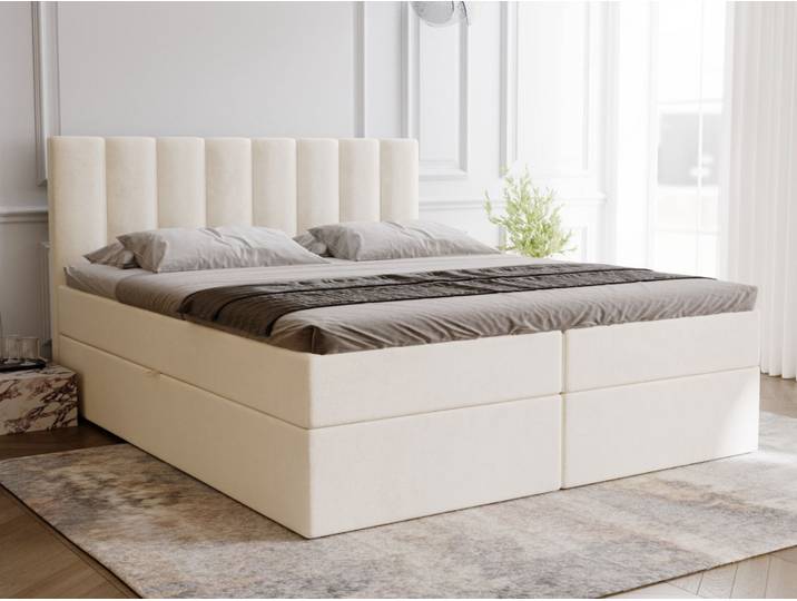 Boxspringbett mit Bettkasten 140x200 Mocca Beige