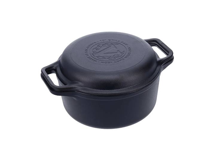 Victoria Marmite et poêle à griller en fonte pré-assaisonnée 2 pièces