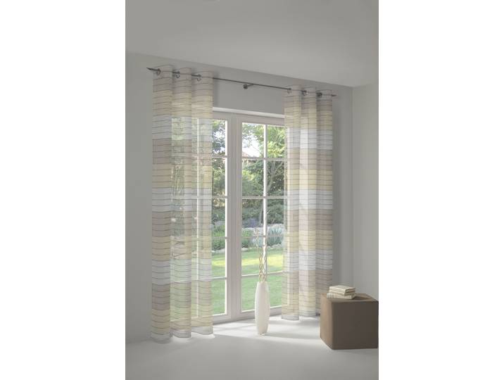 Vorhang WIRTH Barletta Gr. 3, beige, B:135cm H:225cm, Baumwolle, Polyester, Gardinen, Vorhang