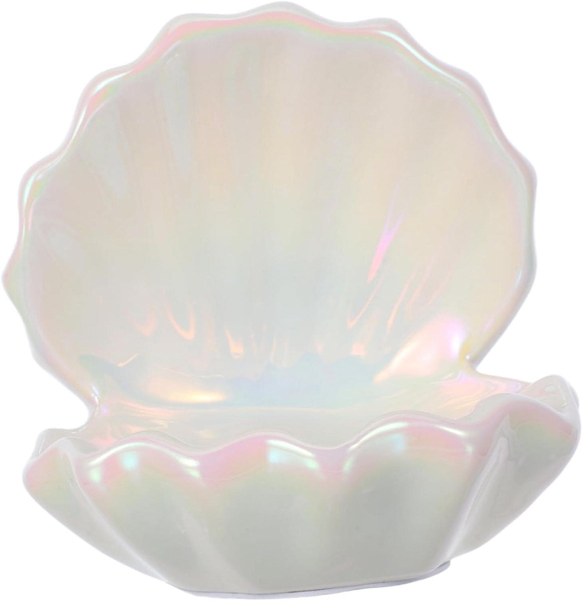 Wit Keramische Schelp Sieradenschaal voor Decoratie en Opslag - 11 cm