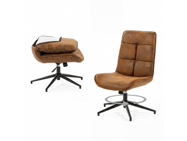 Meubles Cosy Sessel Brauner Drehstuhl, Metall, 61x95x67 cm, Esszimmer, Stühle, Esszimmerstühle