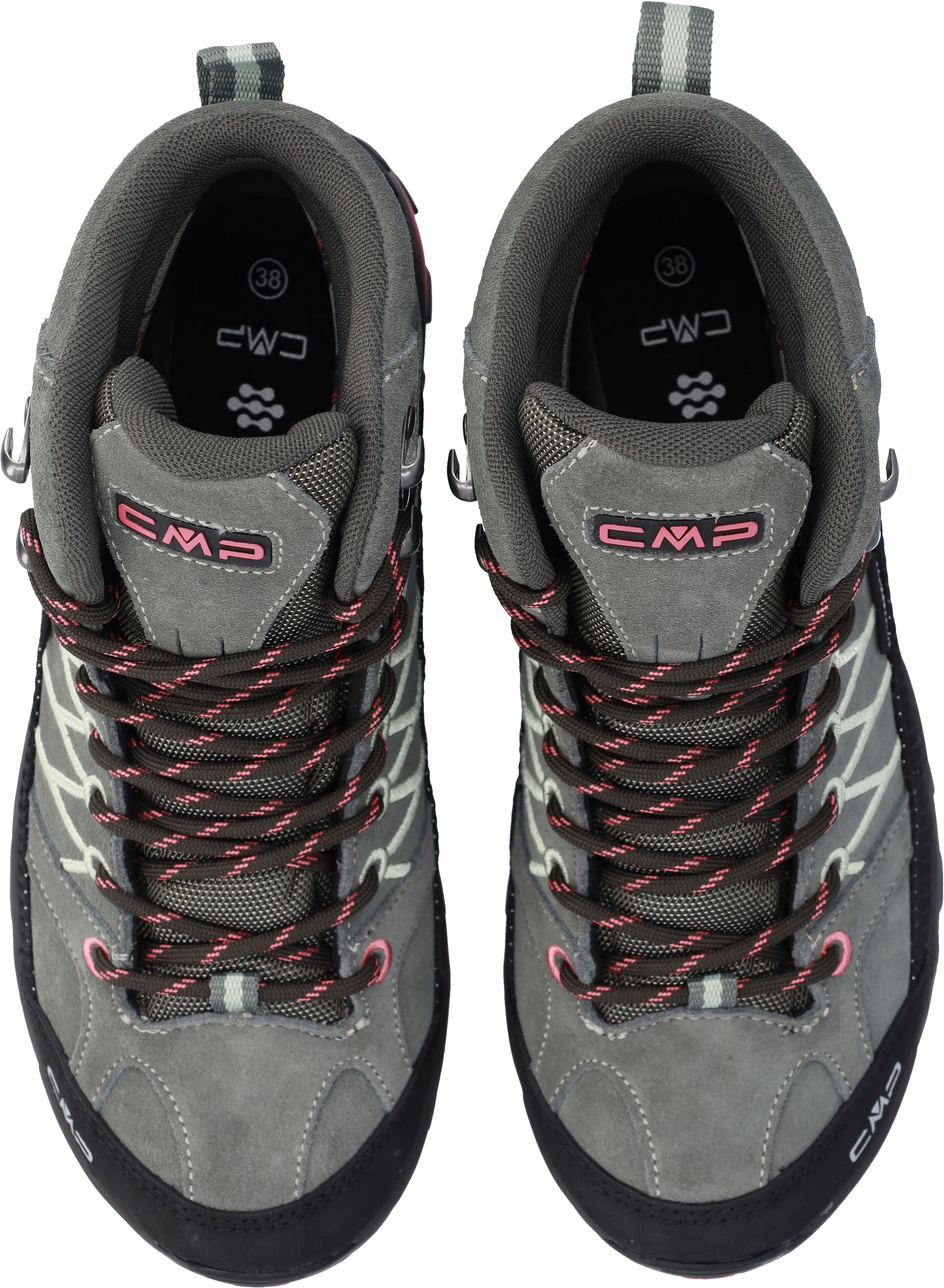 Wanderschuh CMP "RIGEL MID WMN WP TREKKING SHOES", Damen, Gr. 37, grau (avocado, coral), Leder, Schuhe Wanderschuh, wasserdicht avocado, coral 37