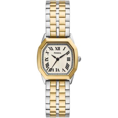 Quarzuhr FOSSIL "Harlow", gold (silberfarben, goldfarben, creme), Armbanduhren, Damen, silberfarben-goldfarben, Quarzuhr, Armbanduhr, Damenuhr, Edelstahlarmband, analog