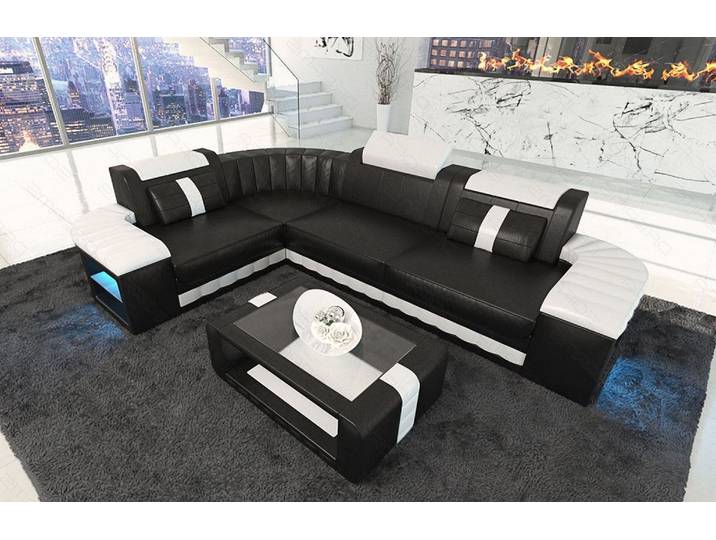 Designsofa Bergamo Eleganz L-Form aus Leder