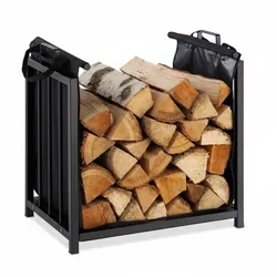 Relaxdays Kaminholzständer aus Stahl Schwarz