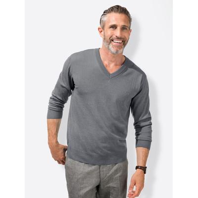 V-Ausschnitt-Pullover MARCO DONATI "V-Pullover", Herren, Gr. 54, grau (grau, meliert), 100% Schurwolle, meliert, unifarben, Pullover