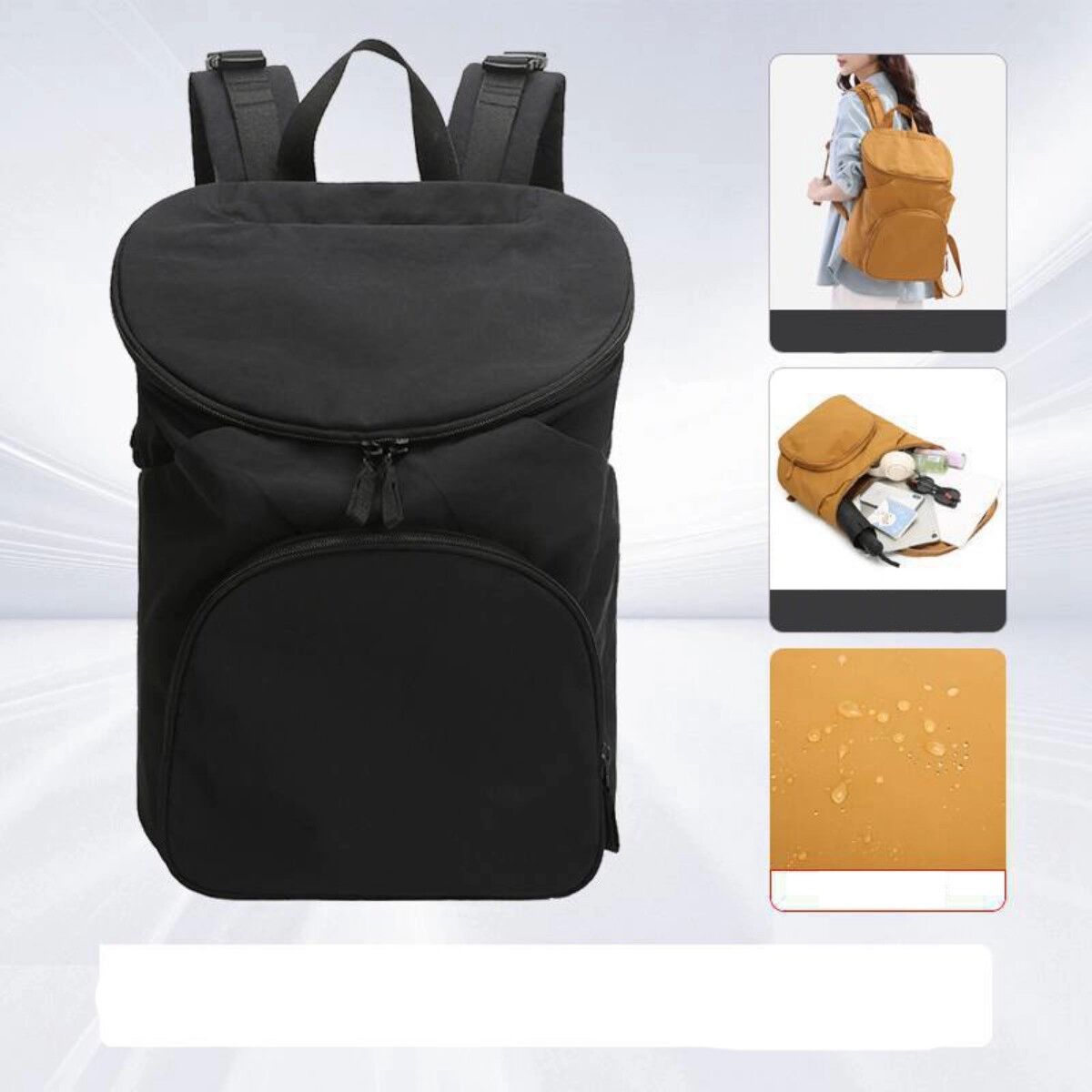 INF Nylon Oxford Mehrfachfach Rucksack — wasserabweisend, 16-inch Laptopfach, Trolley-Sleeve Schwarz