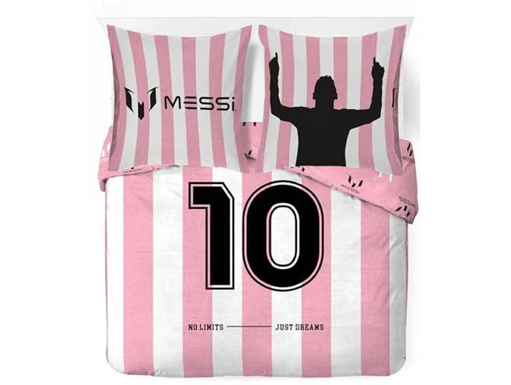 Jay Franco Messi Football Bettwäsche-Set – Superweiche Kinder-Bettwäsche mit Kissenbezug, NUR BETTBEZUG (Füllung Nicht enthalten), Rosa, 3-teilig Doppelbett
