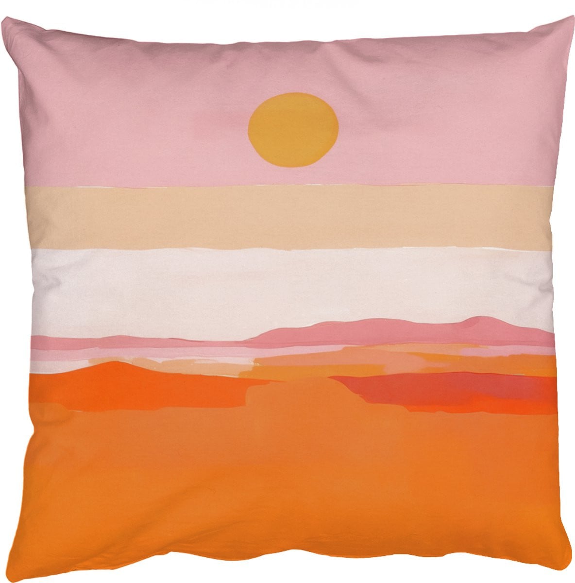 PillowMonkey Sierenkussen Abstract Landschap Zon - Oranje - 60 x 60 cm