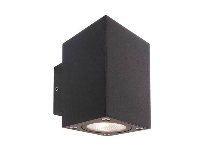 LED-wandlamp buiten Cubodo Double Mini, zwart, Aluminium, Modern, LED wandlamp buiten