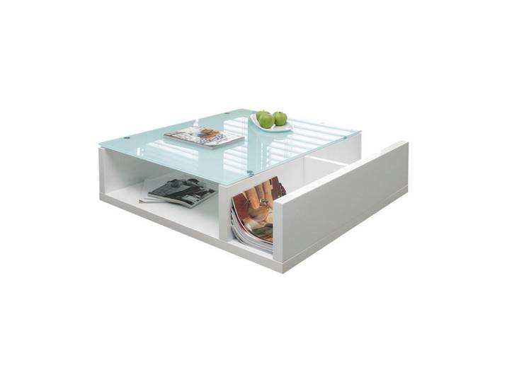 Livetastic Couchtisch, Weiß Hochglanz, Glas, rechteckig, 100x30x100 cm, Wohnzimmer, Wohnzimmertische, Couchtische
