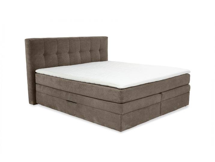 Boxspringbett 180x200 cm H3 Federkernmatratzen Bonell Topper Cord Braun Taupe / 20040
