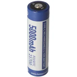 KEEPPOWER 21700 Li-ion Akku 5000mAh Li-Ionen 3,7V - 3,6V 76,2x21,4mm mit PCB Schutz inkl. USB-C Lademöglichkeit P2150TC (ohne Kabel)