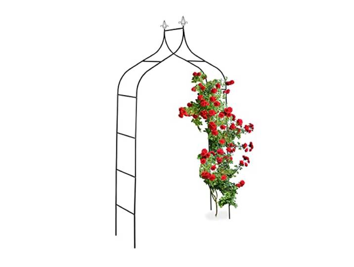 Relaxdays Arche à Rosier en métal\, Portail pour Jardin\, HxLxP: 260 x 140 x 38 cm\, tuteur pour Plantes grimpantes\, Noir