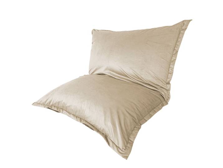 Pouf intérieur xxl - housse velours - 190x155cm - crême