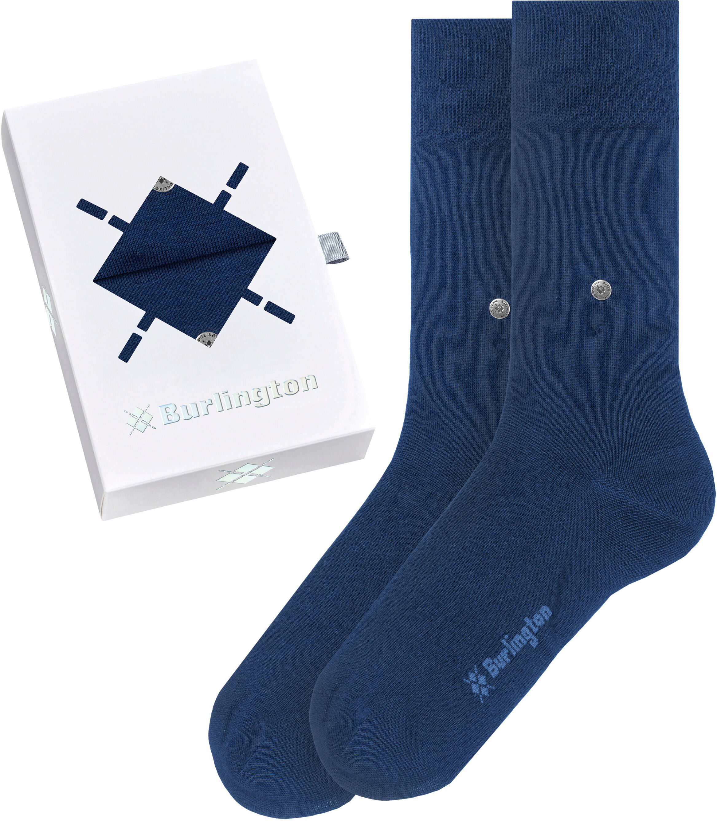 Socken BURLINGTON "Basic Gift Box", Herren, Gr. 40-46, Sockengrösse, blau (blau royal blau 0040), Baumwollmischung, unifarben, Socken Socken, Einheitsgrösse 36-41, unifarben, Burlington-Clip, Geschenkbox blau royal blau 0040 40-46, Sockengrösse