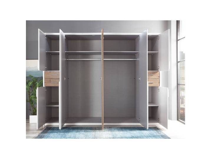 Drehtürenschrank 270cm Braun/Weiß/Weiß/Eiche
