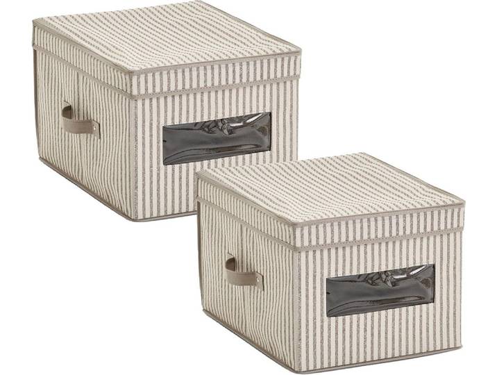 Aufbewahrungsbox ZELLER PRESENT Stripes , beige (natur), Masse(B/T/H):(30/39,5/25)(B/T/H):(30/39,5/25), Vlies, Aufbewahrungsboxen, Aufbewahrungsbox, Vlies, beige