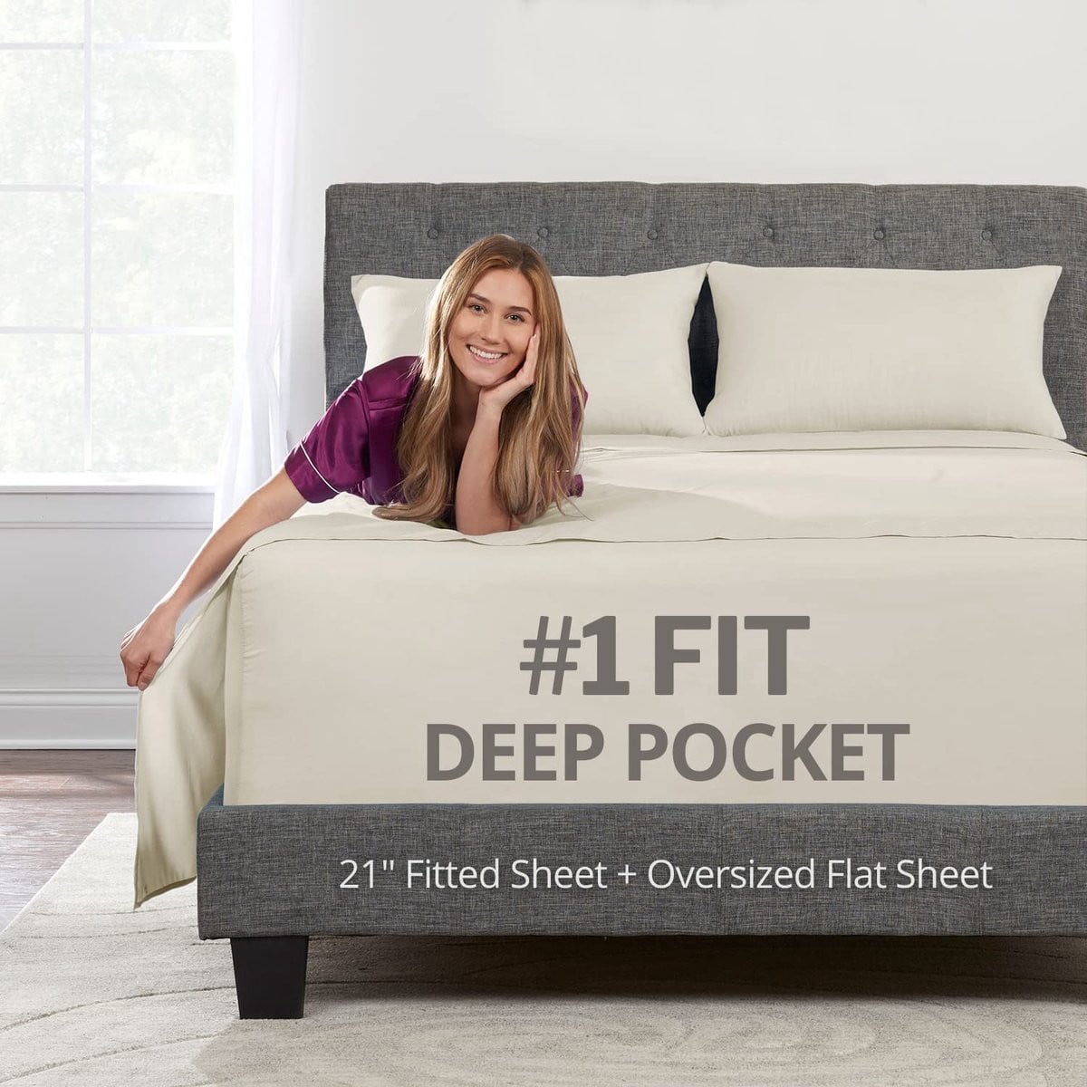 Elzusha Beddengoed Set 4-delig met Extra Diepe Hoeken - Beige