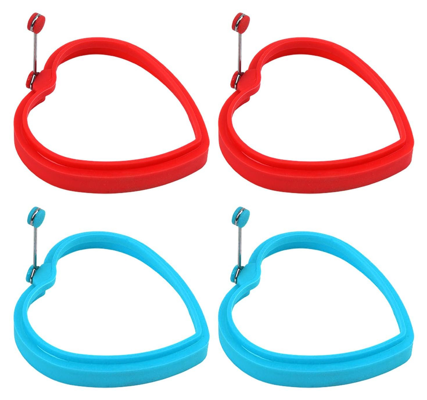 Dripio Set van 4 hittebestendige siliconen pannenkoekvormen, blauw/rood