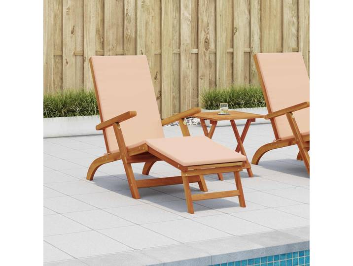 vidaXL Reclining and Folding Sunlounger 2 stk. Massivholz Akazie Beige