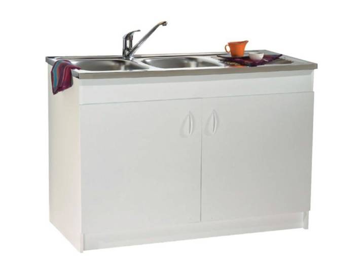 NEOVA Meuble Sous-Évier 1200mm 2 Portes Blanc PPSM 16mm avec Vide Sanitaire S12N02120
