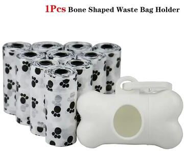 Inspired Finds Solid Color Printed Pet Poop Bags Portable Dog Walking Waste & House Use Bags 6pcs Set White